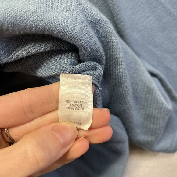 j jill Sweater Tunic Top M Petite Blue Wool Blend Casual Classic Comfort Preppy - Picture 3 of 5